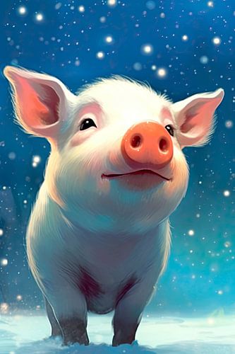 Colourful animal portrait: Piglet