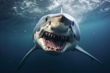 Shark portrait in the blue sea