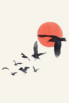 Birds and the setting sun by Cats & Dotz