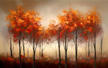 Modern Abstract Painting Autumn Forest