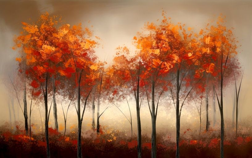 Peinture abstraite moderne Forêt d'automne par Preet Lambon