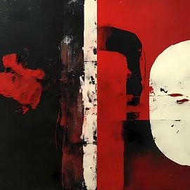 Abstract in red, white and black