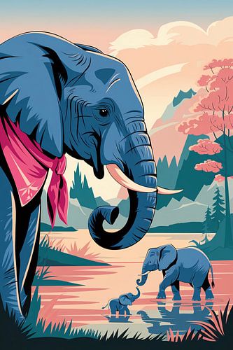 Moeder olifant en haar jong