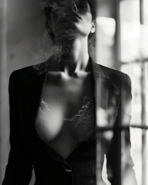 Stilvolles Boudoir-Porträt in schwarz-weiß von Carla Van Iersel