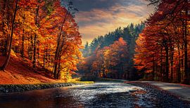 Herfstbos met kleuren