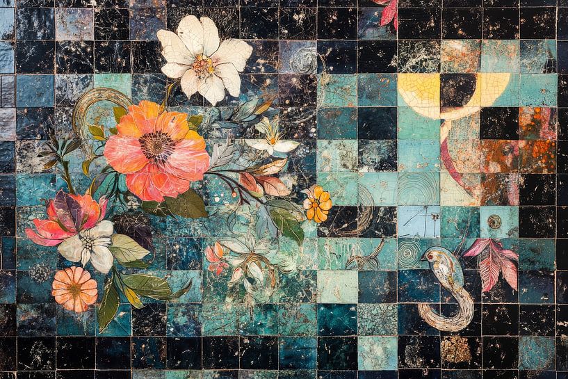 Timeless charm elegant retro-vintage collage by Digitale Schilderijen