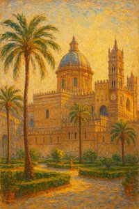 Goldene Stunde in der Kathedrale von Palermo – Arabisch-normannische Architektur Impressionistische Kunst