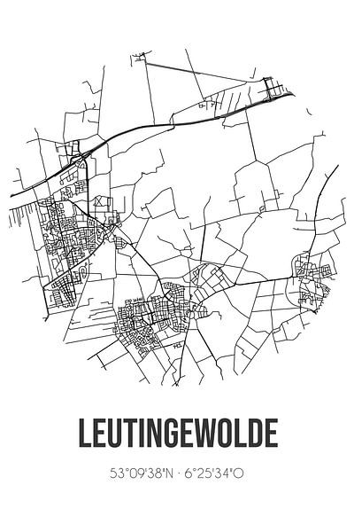 Leutingewolde (Drenthe) | Map | Black and White by Prints of Place