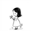 Girl and a butterfly sketch by TheXclusive Art thumbnail