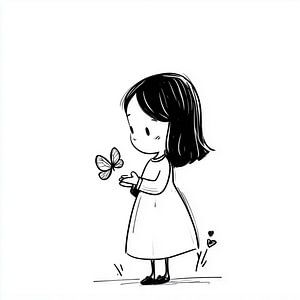 Mädchen und ein Schmetterling Skizze