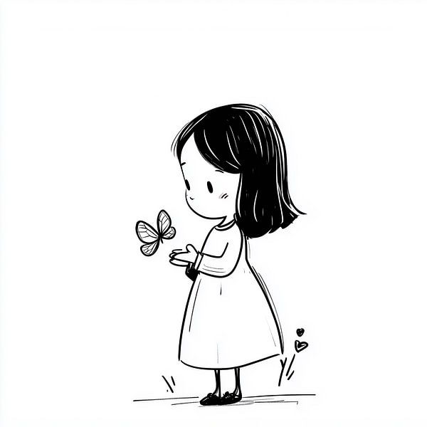 Girl and a butterfly sketch by TheXclusive Art