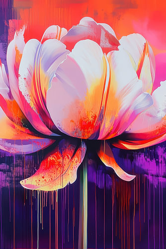 Farbenfrohe moderne abstrakte Kunst mit großer Blüte