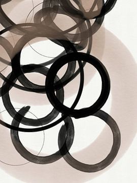Strokes 4 | Neutral & ; Black Circle Abstract