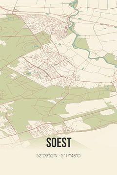 Vintage landkaart van Soest (Utrecht) van Rezona