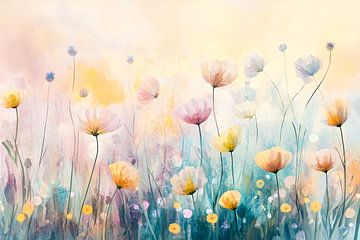 Zachte bloemen in pastelkleuren van Imperial Art House