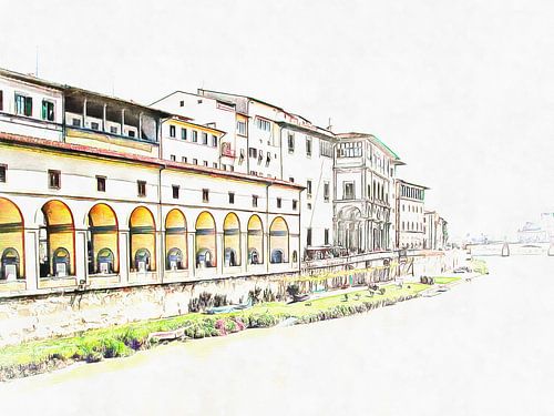Rivière Arno avec vue sur les Uffizi à Florence