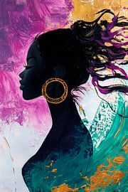 Kleurrijke elegantie - vrouwelijk silhouet Gestroomlijnd en van Poster Art Shop