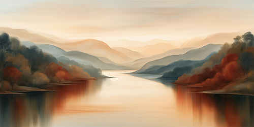 Herbstliche Berge am Fluss von Bert Nijholt