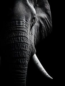 Elefant – Ausdrucksstarkes Schwarzweiß Wildlife Porträt