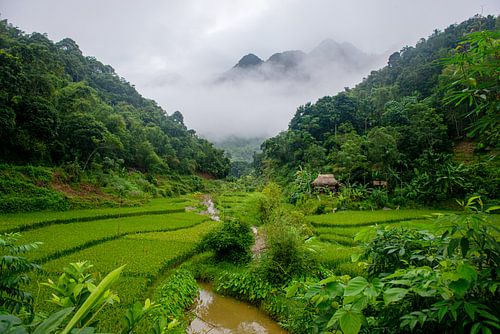 Bergdorpje in Pu Luong, Vietnam, Azië