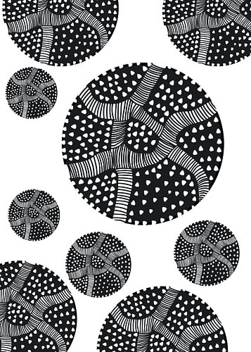 Abstract Black and White Dotted Circular Pattern Art