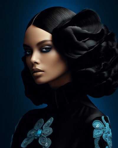 Modern chic portret in verschillende blauwtinten