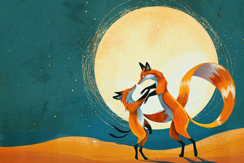 Tanzende Füchse unter dem Mond von Imperial Art House