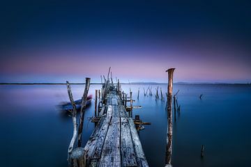 Old jetty by the sea near Lisbon Portugal.