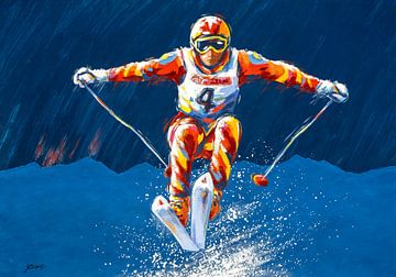 Wintersport - De wedstrijd skiër - acryl op papier