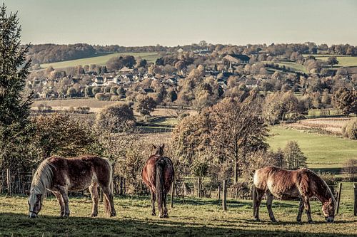 Panorama Epen in Zuid-Limburg retro stijl