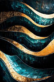 Wellenförmiges abstraktes Muster gold blau von Imperial Art House