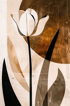 Sepia Tulp Abstracte Kunst in Stijl van De Muurdecoratie