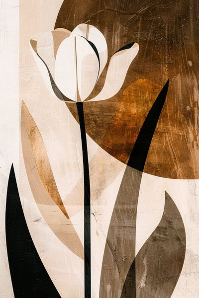 Sepia Tulip Abstract Art in Style by Art & Soul Creations