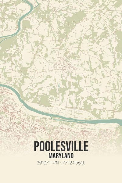 Carte ancienne de Poolesville (Maryland), USA. par Affiches de lieux