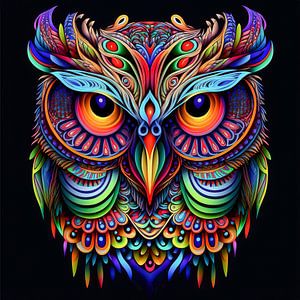 Hibou sur des couleurs néon