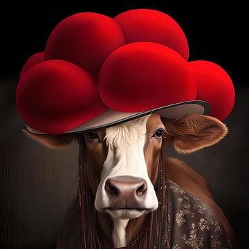 Vache de la Forêt-Noire avec chapeau à bollen sur YArt