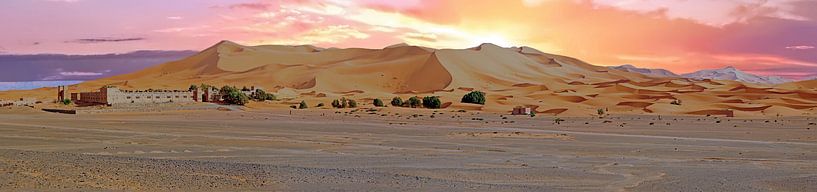 Panorama van de Erg Chebbi woestijn in Marokko bij zonsondergang par Eye on You