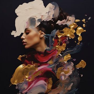 Colourful modern and abstract portrait by Carla Van Iersel