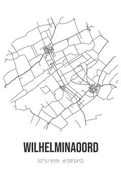Wilhelminaoord (Drenthe) | Carte | Noir et blanc sur Rezona