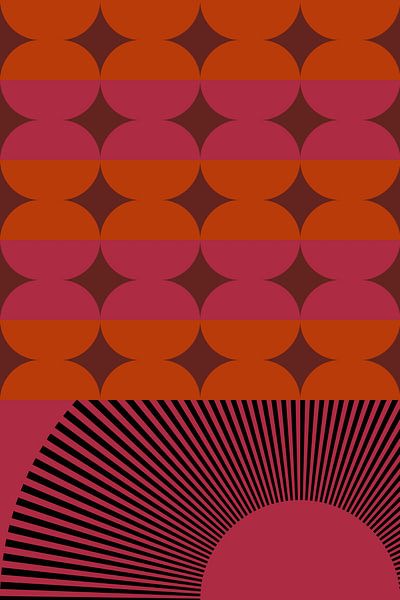 Retro kunst uit de jaren 70. Abstract geometrisch patroon nr. 4 van Dina Dankers