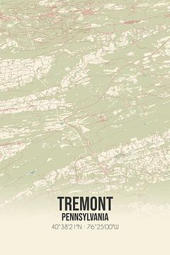 Vintage landkaart van Tremont (Pennsylvania), USA. van Rezona