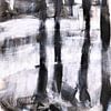 Arbres noirs et blancs au bord de l'eau - encre & peinture sur Lily van Riemsdijk - Art Prints with Color