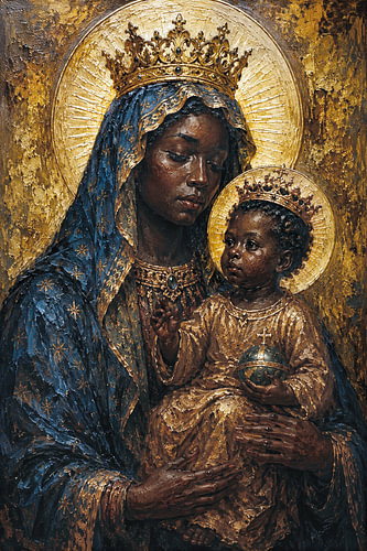Black Madonna with child painting.
