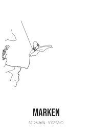 Marken (Noord-Holland) | Carte | Noir et blanc sur Affiches de lieux