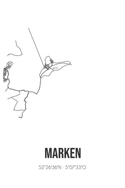 Marken (North-Holland) | Map | Black and White by Prints of Place