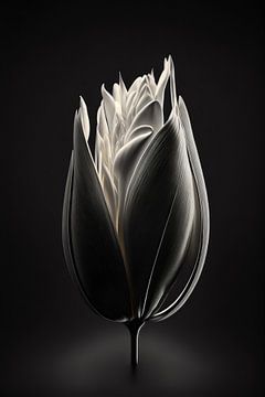 Eine schöne weiße Tulpe im Scheinwerferlicht. von Karina Brouwer