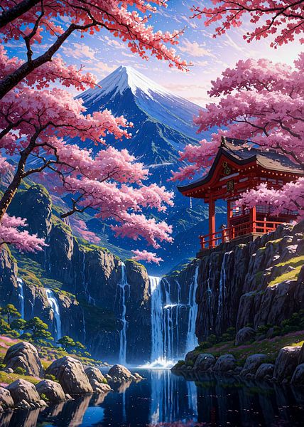Mont Fuji Fleur de cerisier Sakura Printemps Japon par Ruzerin