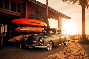 Amerikanischer Oldtimer bei Sonnenuntergang