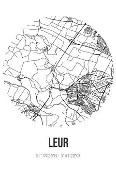 Leur (Gelderland) | Landkaart | Zwart-wit van MijnStadsPoster