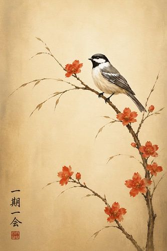 Oiseau zen sur une branche